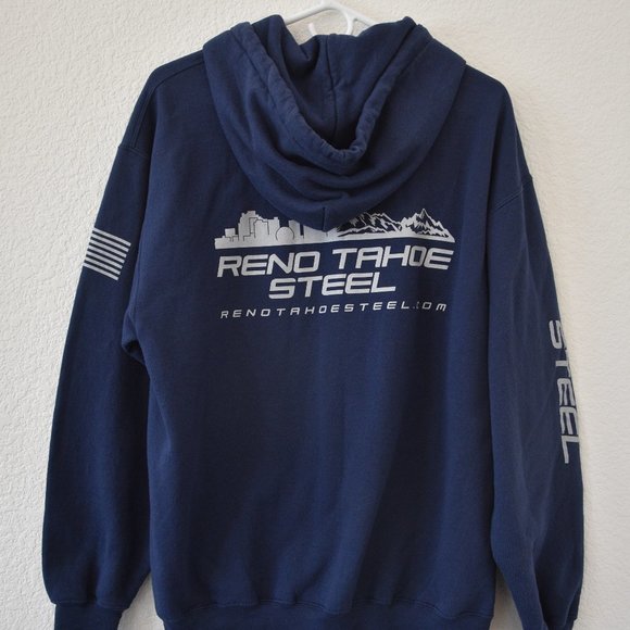 Men's Reno Tahoe Steel Hooded Zip-Up Navy Blue Sweatshirt Size L - Picture 11 of 11